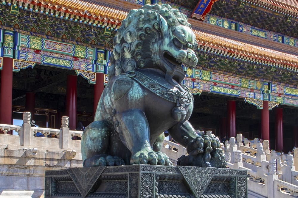 löwe statue tempel peking china