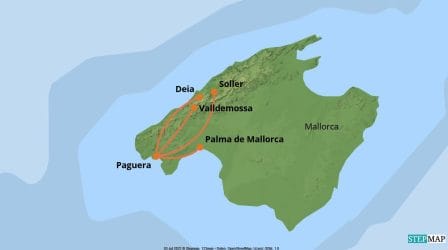 Reiseverlaufskarte Mallorca Wanderreise