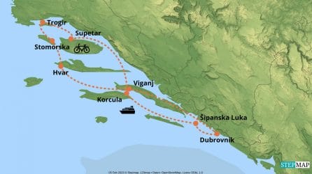 Reiseverlaufskarte Kroatien, Dalmatien